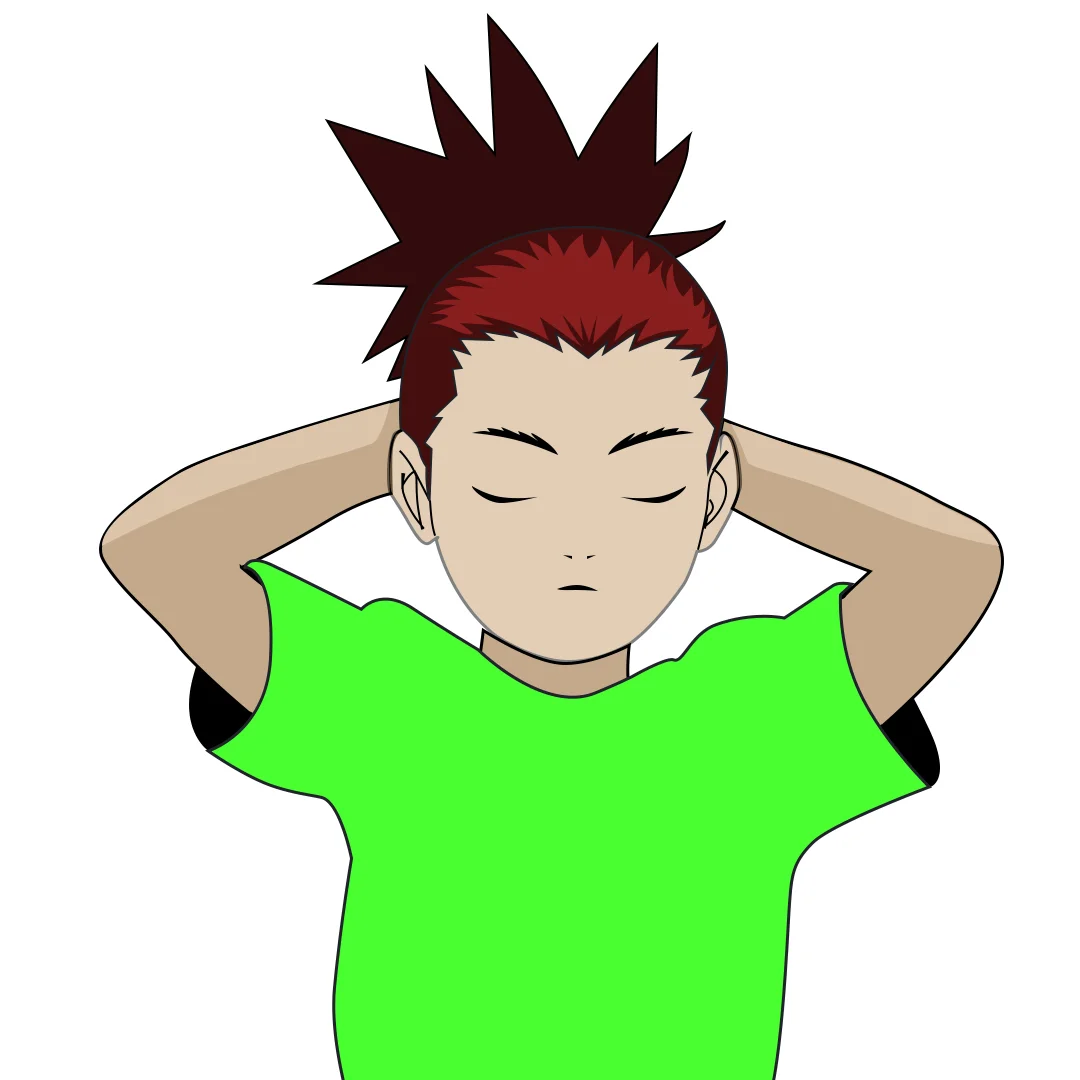 A young sports boy dreaming to be big sportsperson in his life. He is wearing light green rounded t-shirt relaxing and no reaction on his face. He is having spiky 
 dark brown ponytail.