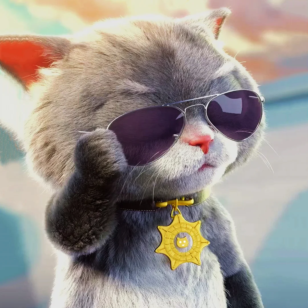 A cute cartoon cat adjusting his sunglasses with attitude. Moreover, the cat is also wearing a rich gold neckchain.